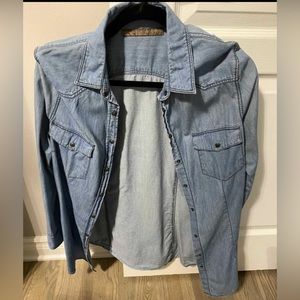 Zara Fitted Button Down Denim Shirt